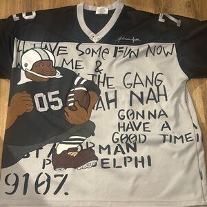 PLATINUM FUBU Gray and Black Graphic Football Jersey